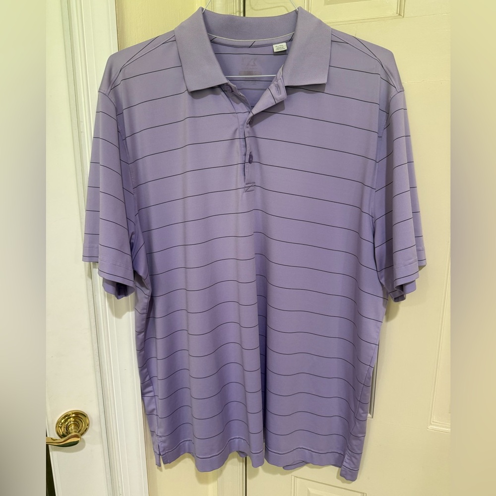 Cutter & Buck Lavender Striped Polo Shirt | Men’s XL